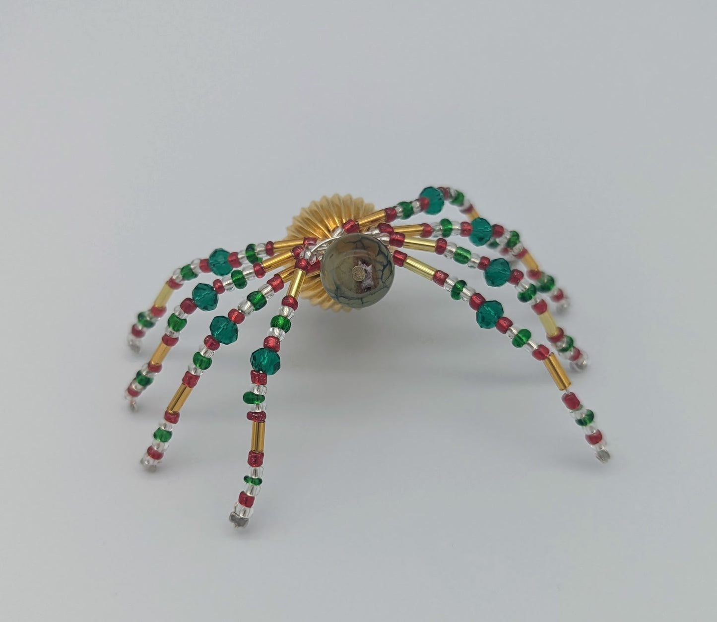 Christmas Spider Green & Gold Moss Agate