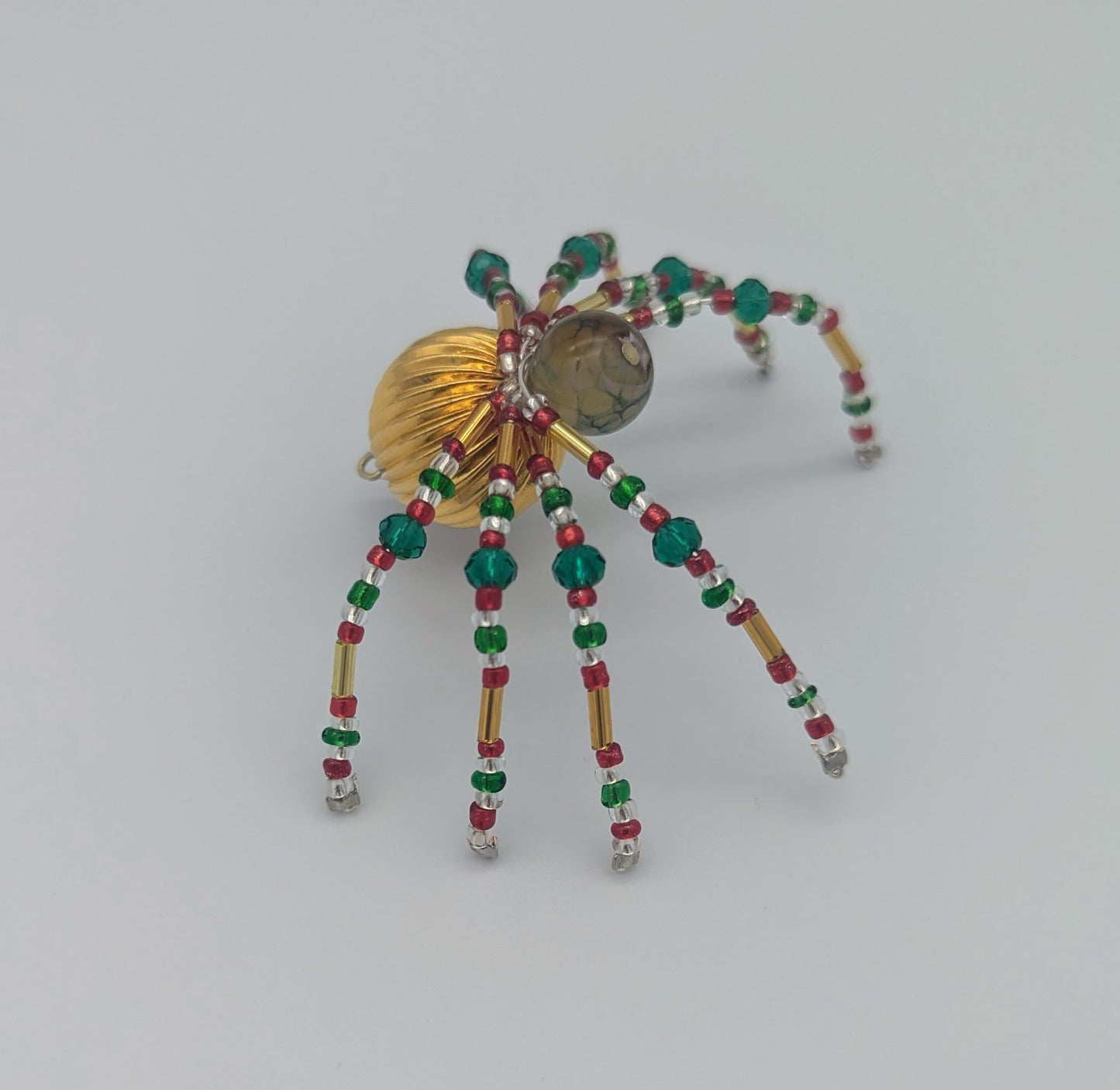 Christmas Spider Green & Gold Moss Agate