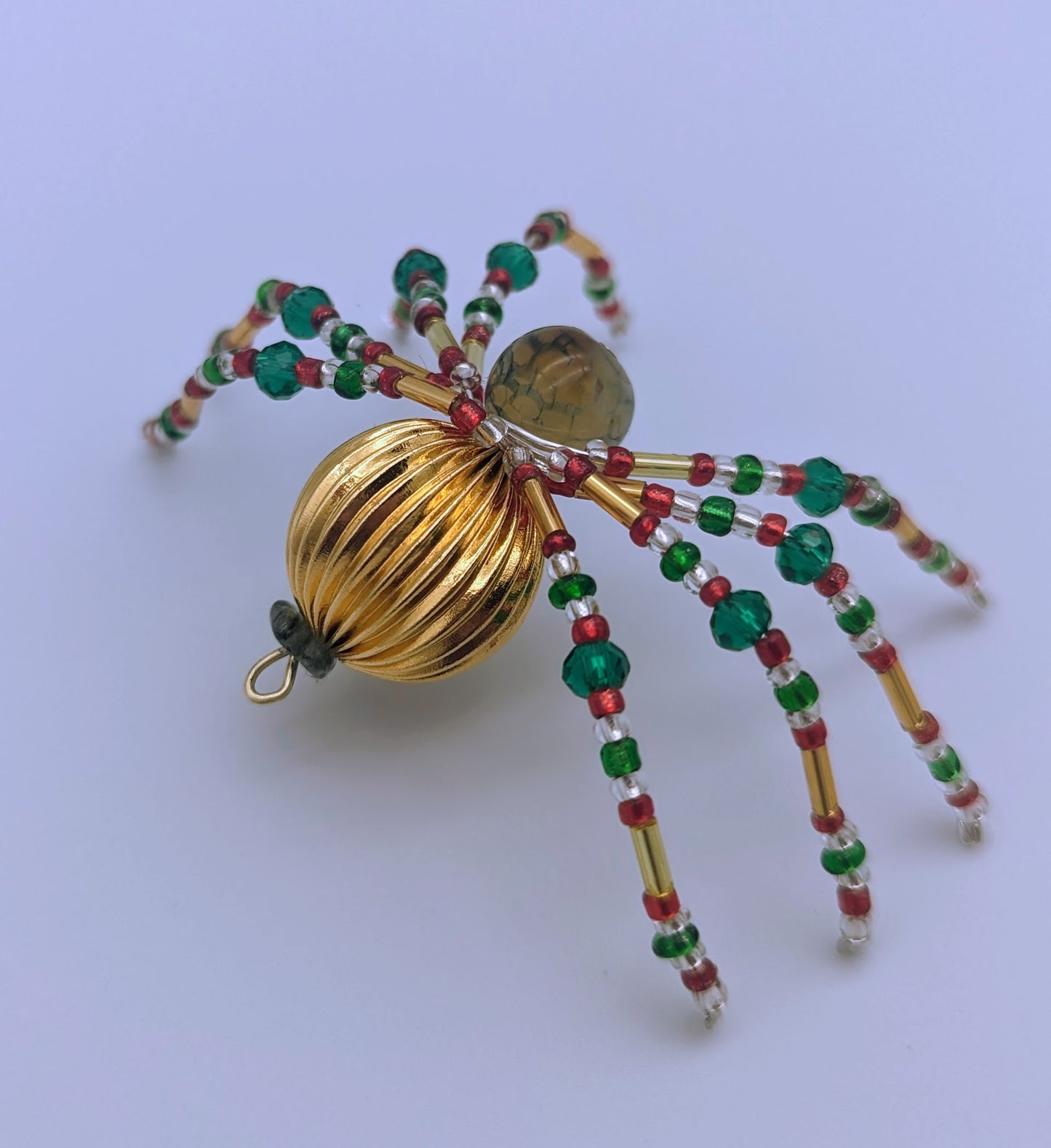 Christmas Spider Green & Gold Moss Agate