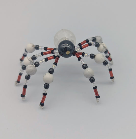 Christmas Spider Black & White Hematite