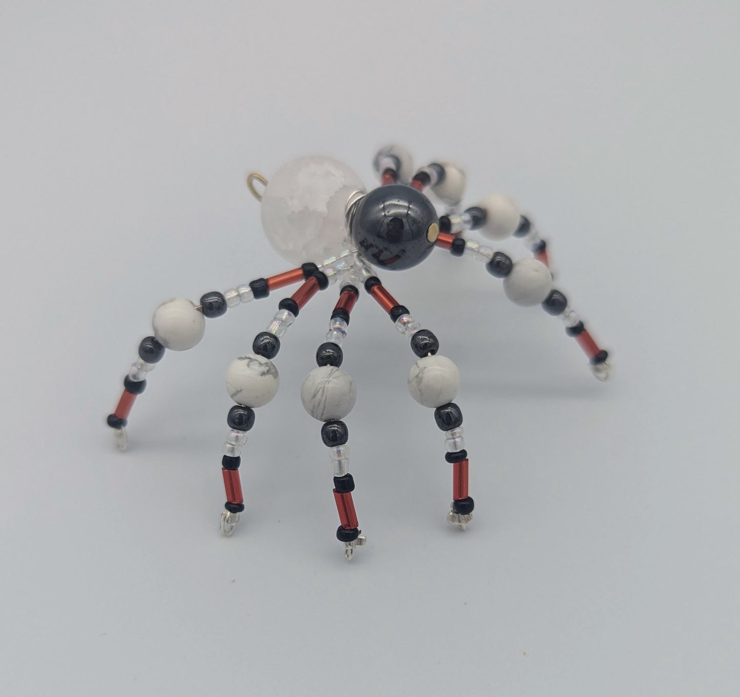 Christmas Spider Black & White Hematite