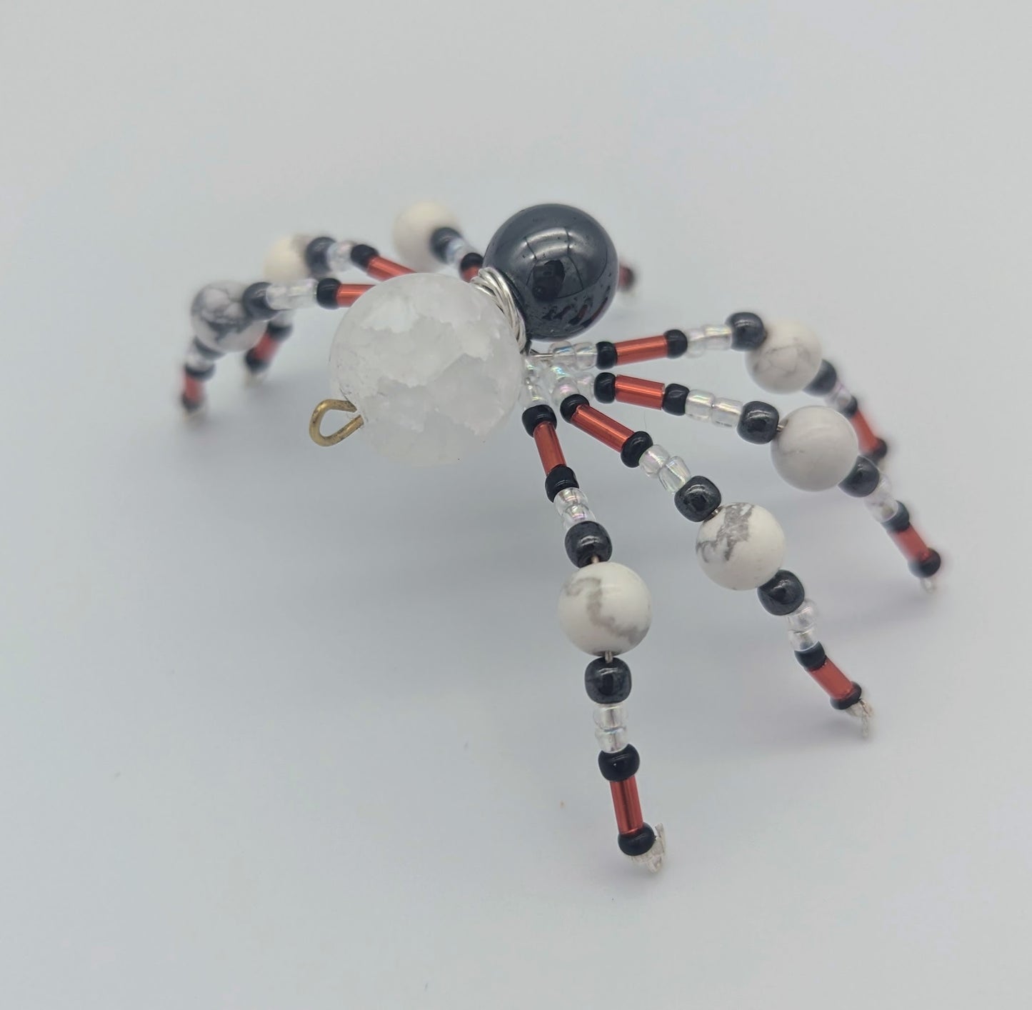 Christmas Spider Black & White Hematite