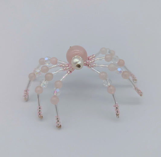 Christmas Spider Pink Rose Quartz & Pearl