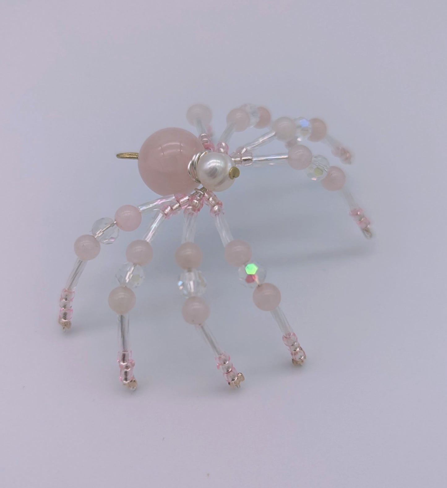 Christmas Spider Pink Rose Quartz & Pearl